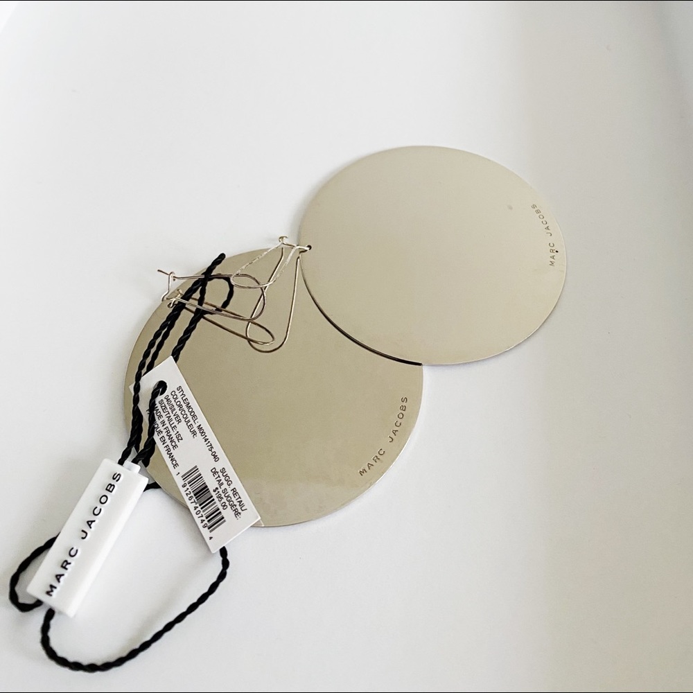 MARC JACOBS SILVER MIRRORED EARRINGS, NEVER WORN
